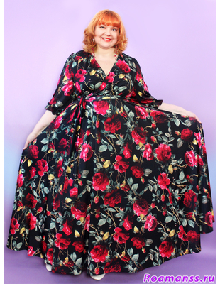 Нарядное длинное платье больших размеров